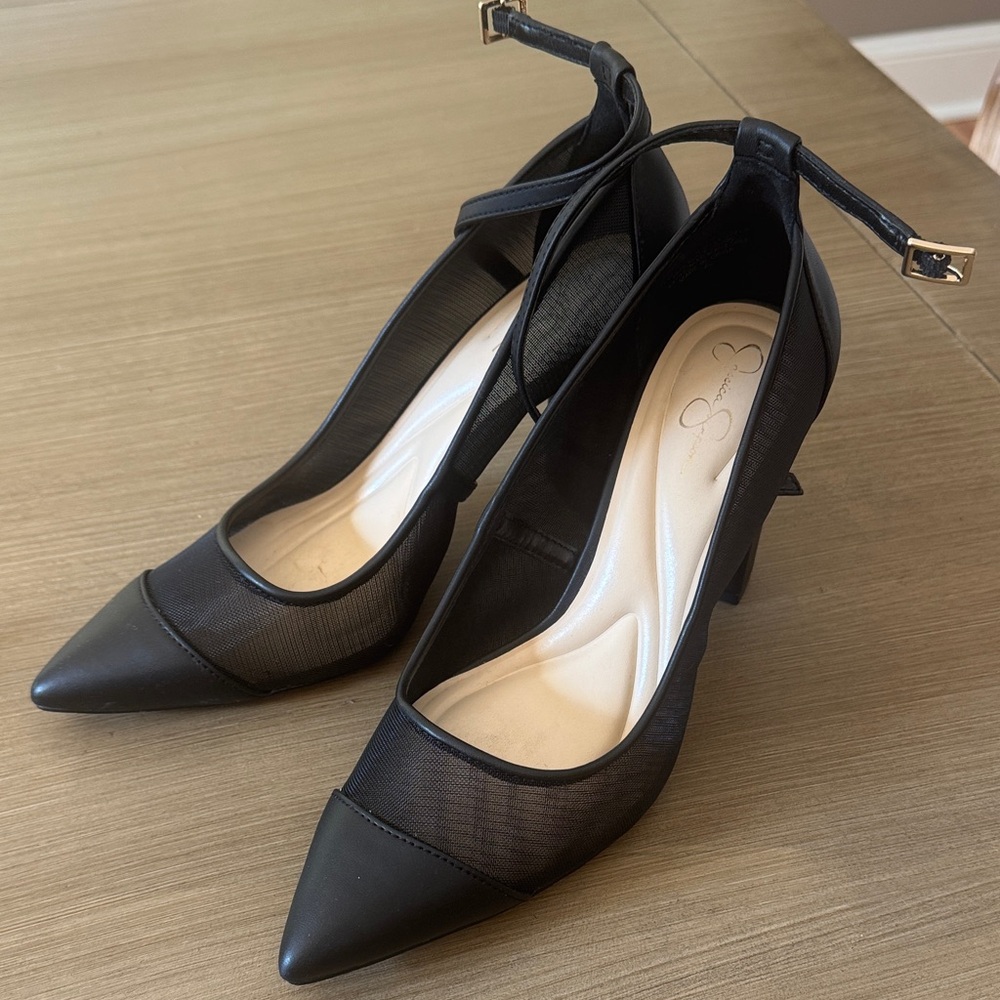 Jessica Simpson Black Mesh Heels
